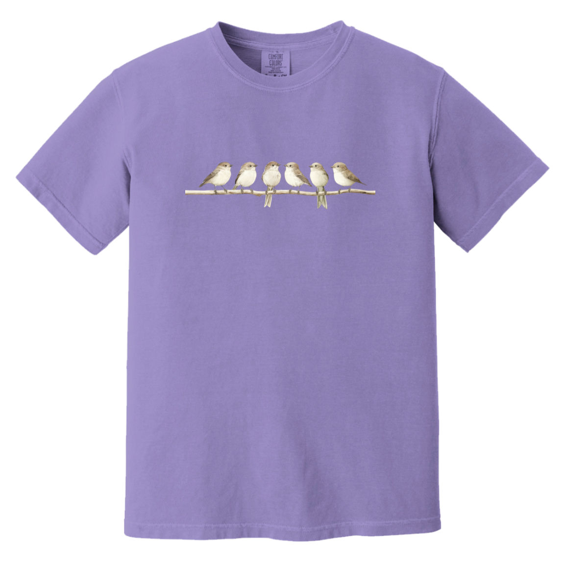 Cute Neutral Birds on Branch Fall Heavyweight Garment-Dyed Comfort Colors T-Shirt