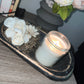 SMALL BLACK FARMHOUSE DOUGH BOWL WITH SPANISH MOSS & WOODEN FLOWERS