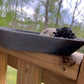 SMALL BLACK FARMHOUSE DOUGH BOWL WITH SPANISH MOSS & WOODEN FLOWERS