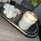 SMALL BLACK FARMHOUSE DOUGH BOWL WITH SPANISH MOSS & WOODEN FLOWERS